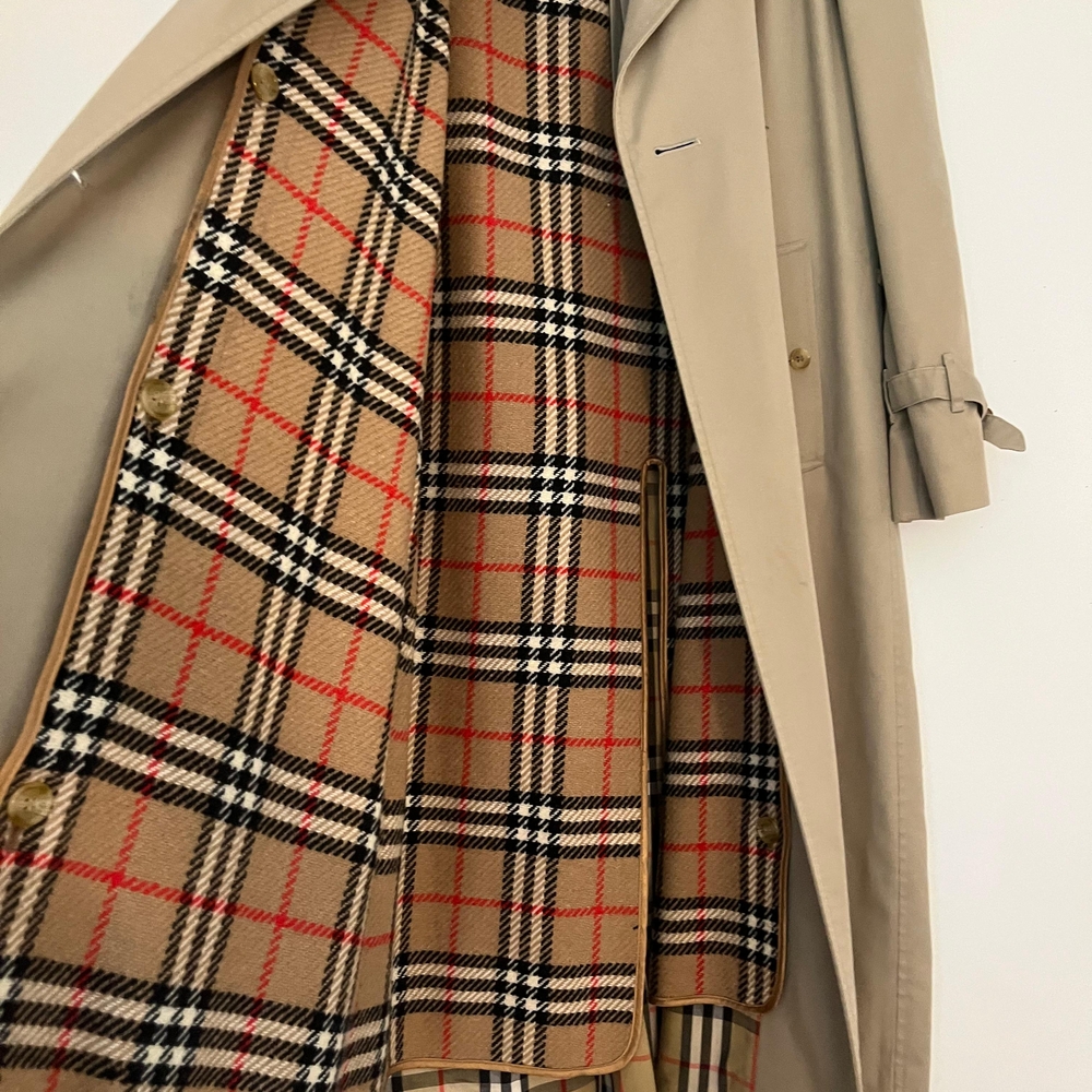 Burberry Tan Trench Coat with Double Plaid Lining